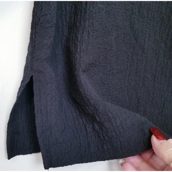 White Stag Women's Black Crinkle Material Button Up 3/4 Sleeves Sz XL/XG (16-18) - Picture 5 of 9